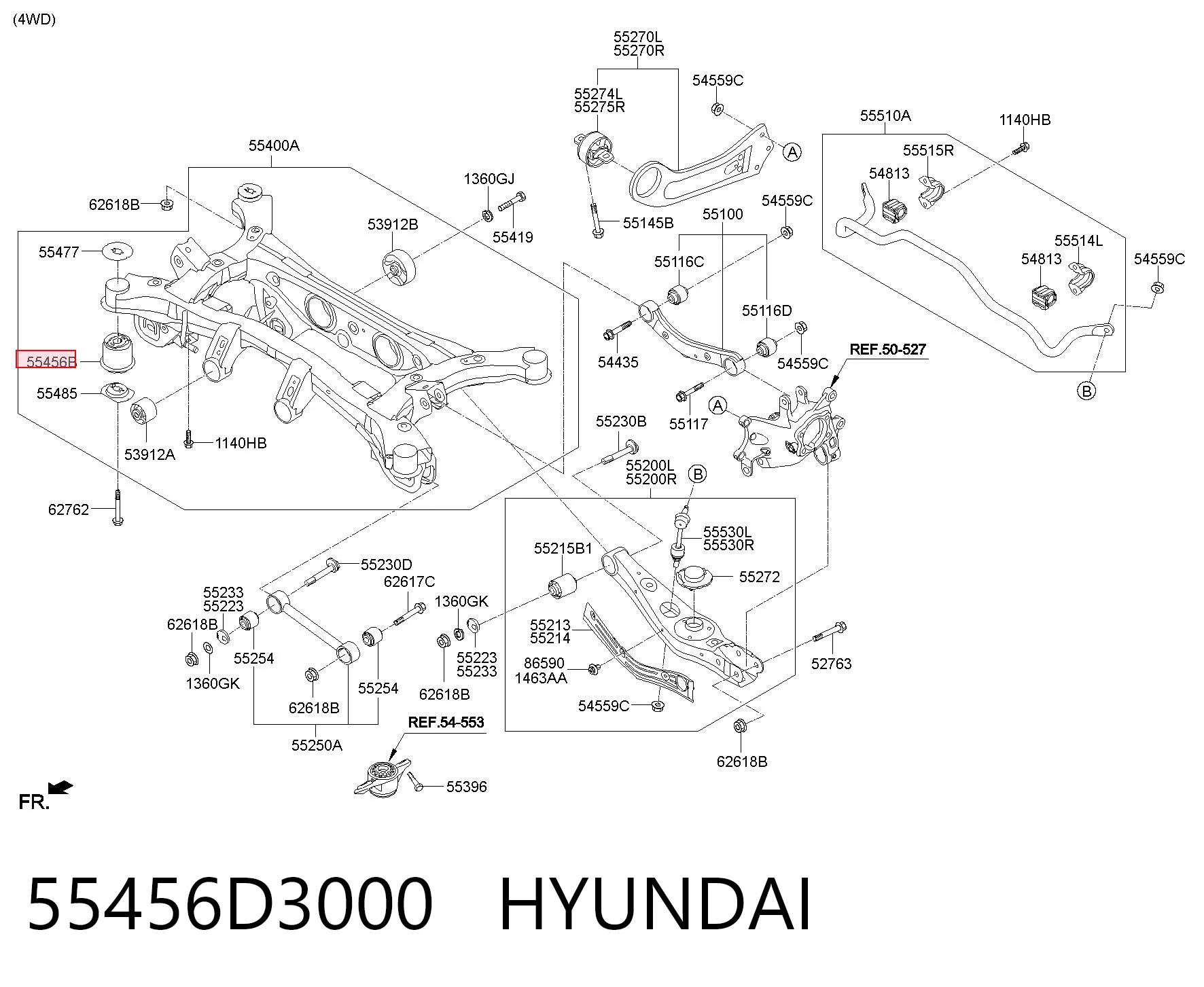 Bloco silencioso de viga traseira (de plataforma veicular) para Hyundai Tucson III TL