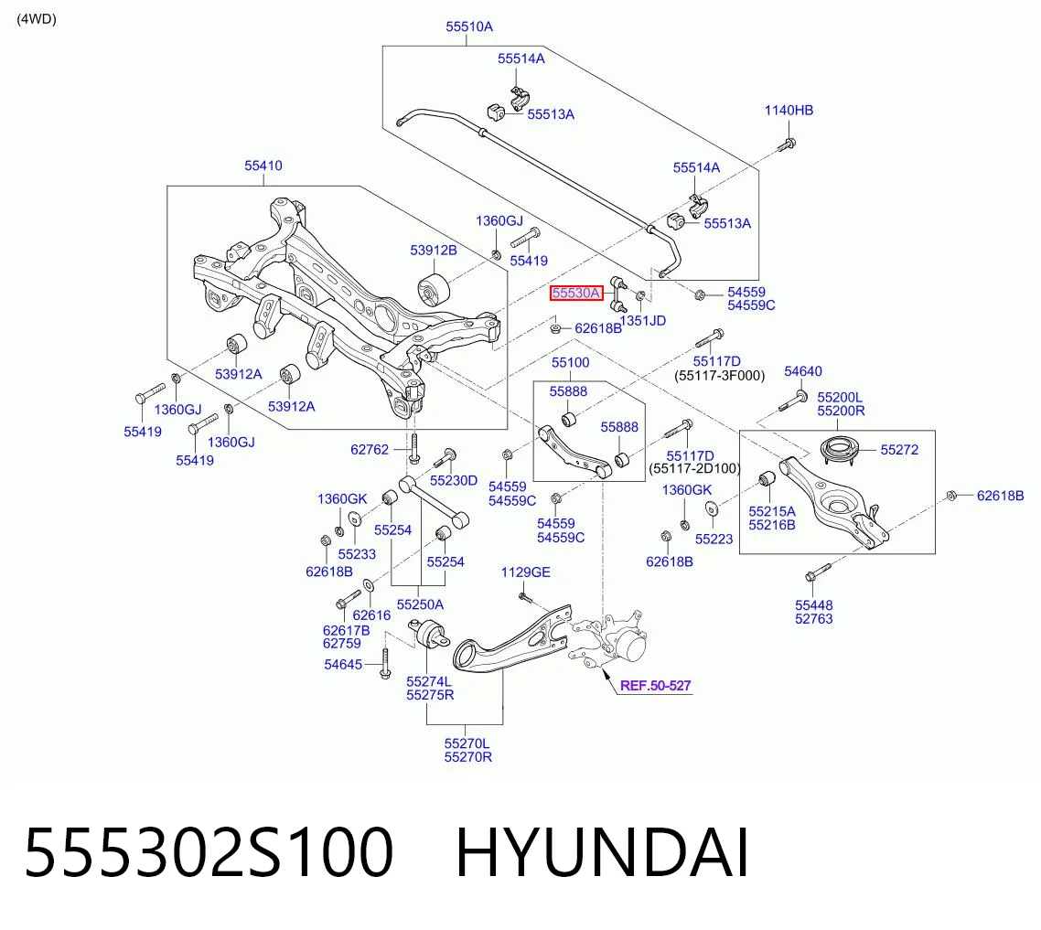555302S100 Hyundai/Kia Montante de estabilizador traseiro