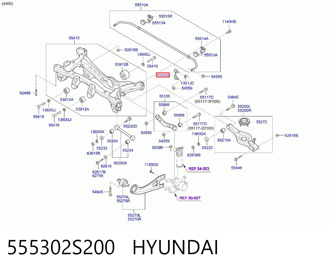 555302S200 Hyundai/Kia Montante de estabilizador traseiro