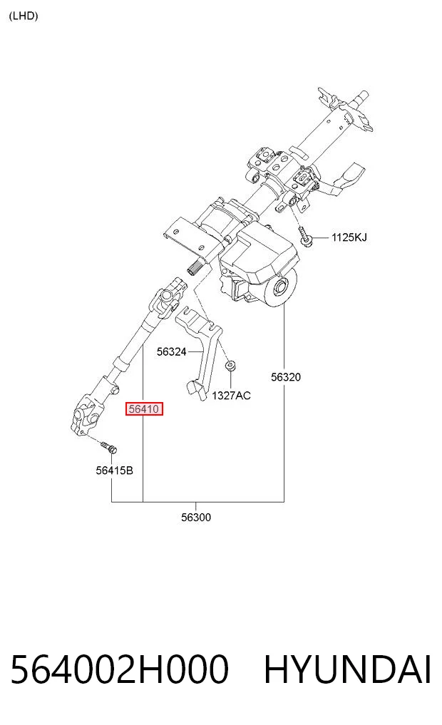 564002H000 Hyundai/Kia Veio da coluna de direção inferior