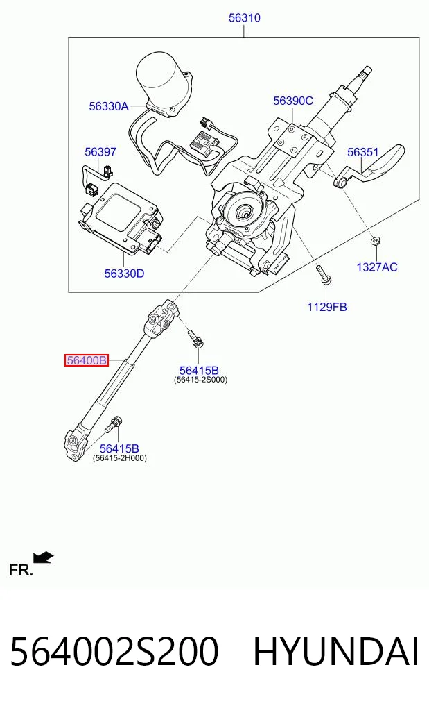 564002S200 Hyundai/Kia Veio da coluna de direção inferior