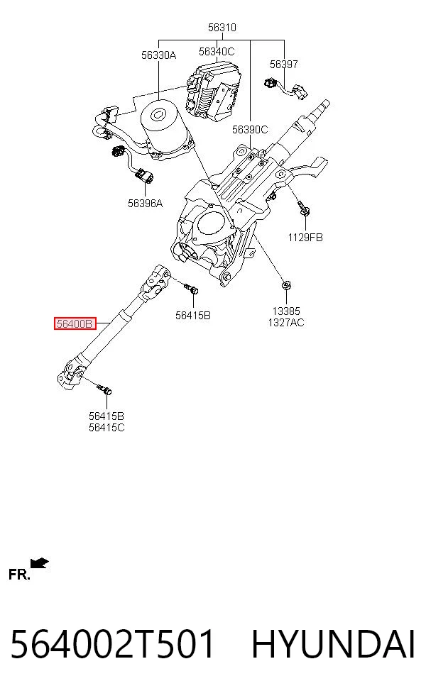 564002T501 Hyundai/Kia Veio da coluna de direção inferior