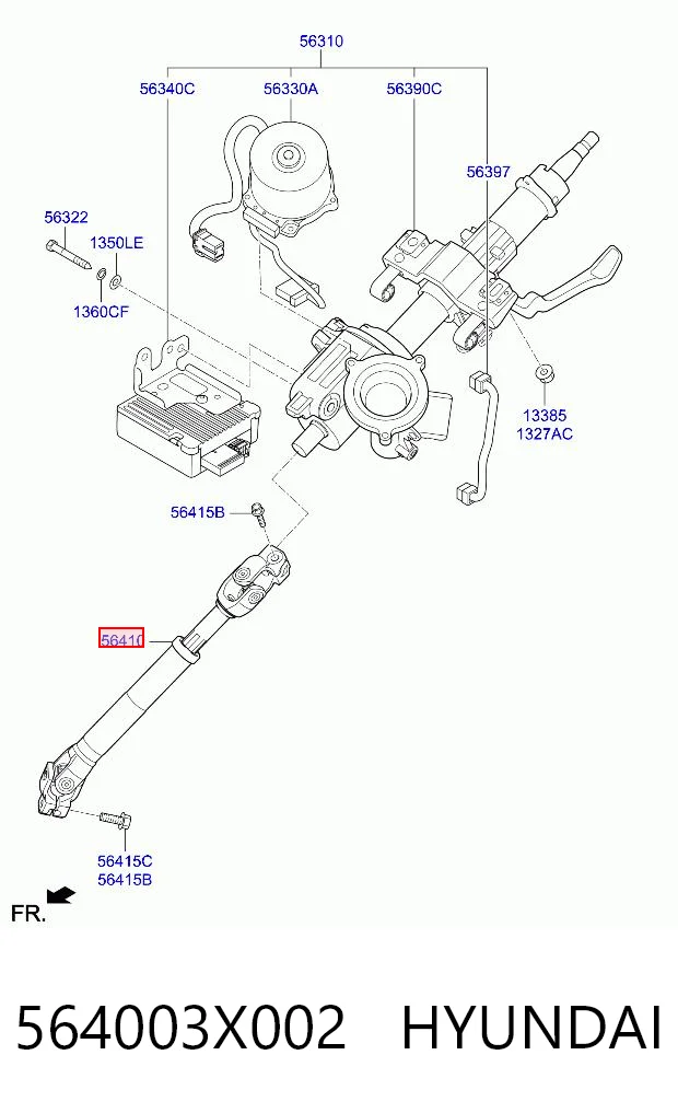 564003X002 Hyundai/Kia Veio da coluna de direção inferior