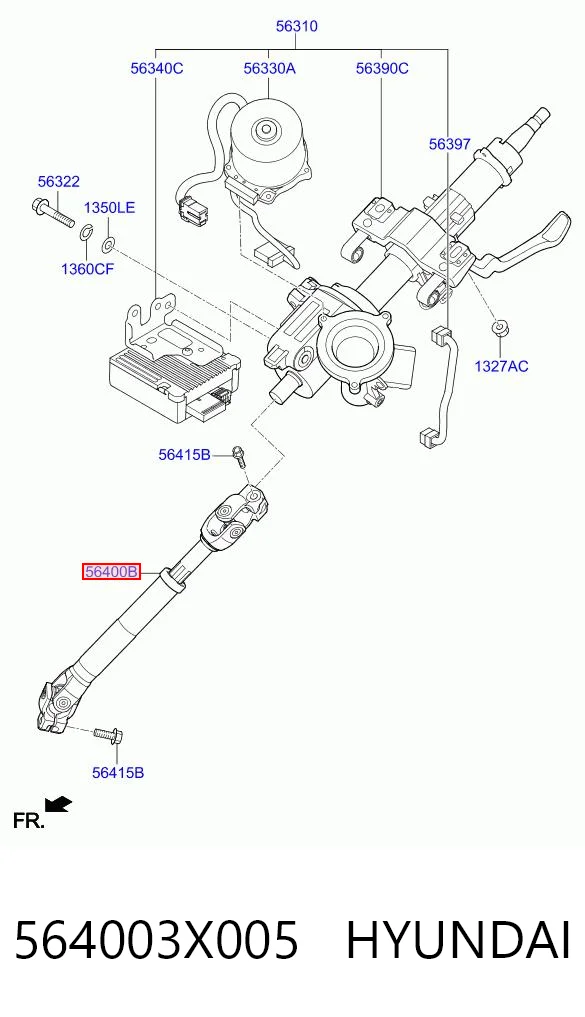 564003X005 Hyundai/Kia Veio da coluna de direção inferior