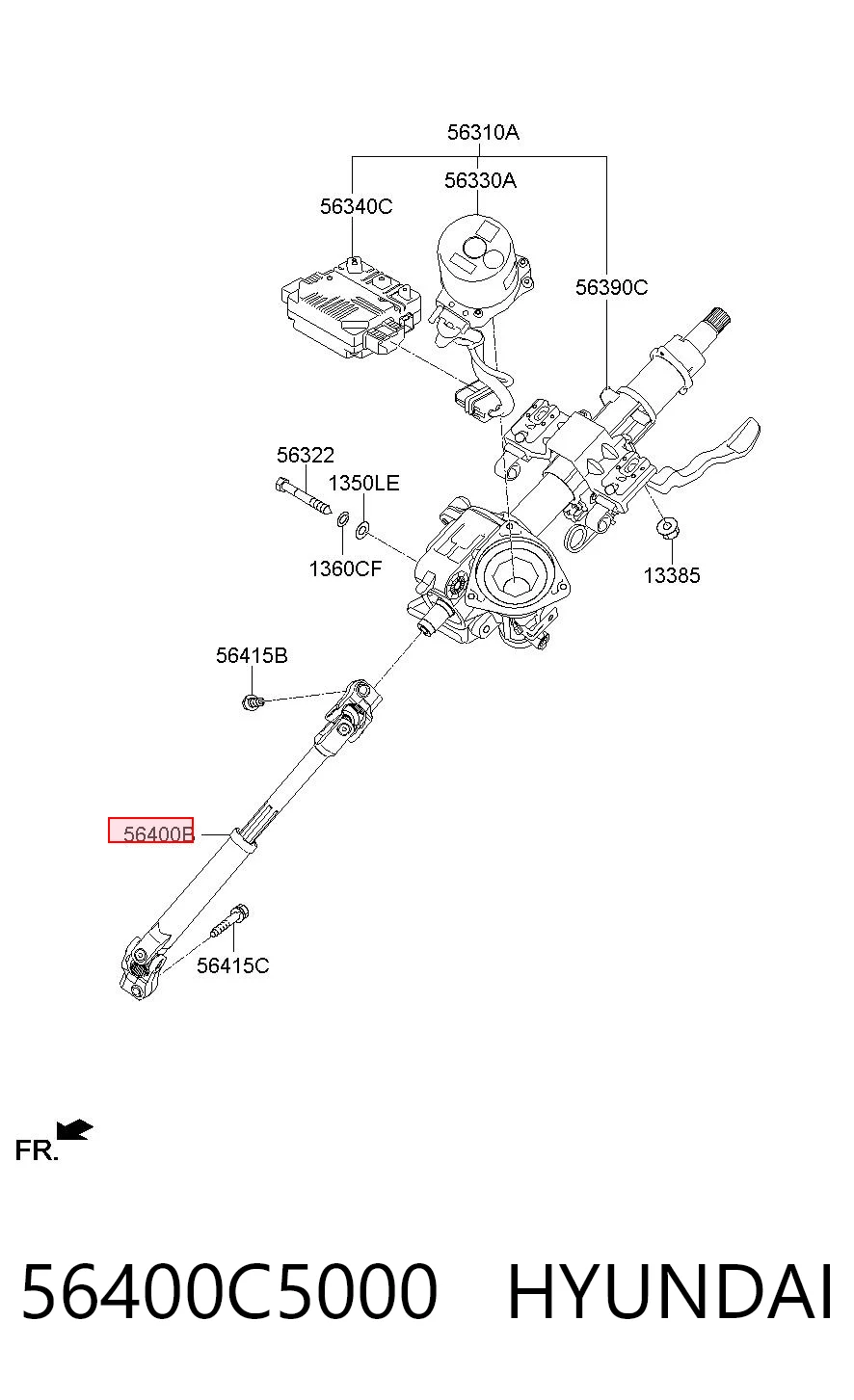 56400C5000 Hyundai/Kia Junta universal inferior da árvore da coluna de direção