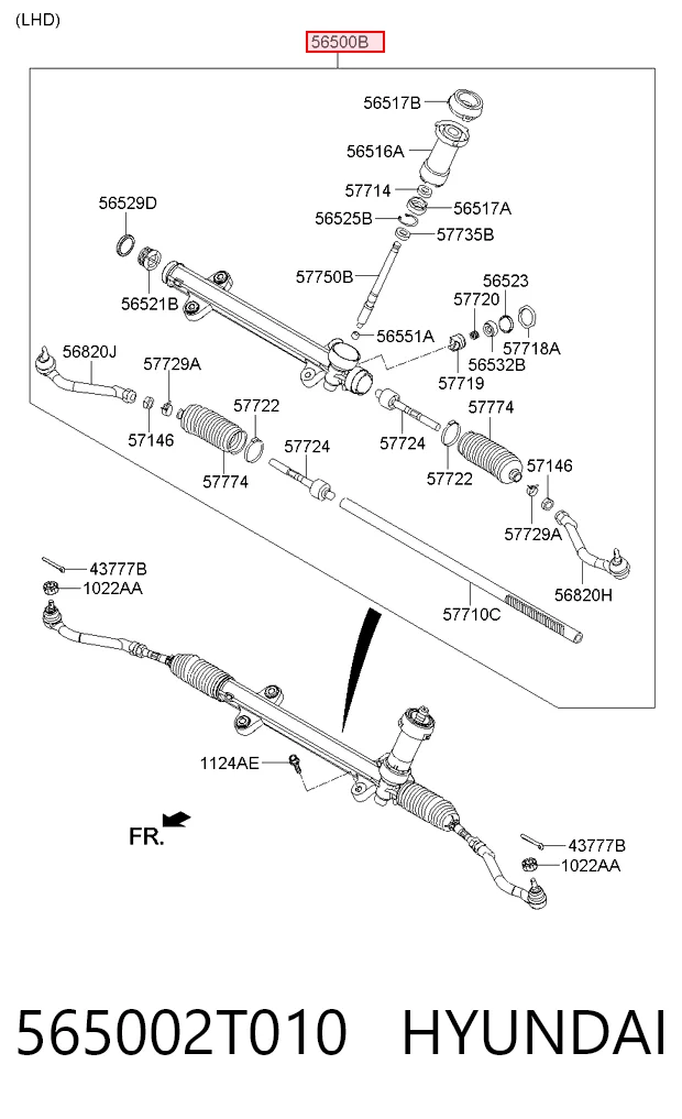 Cremalheira da direção para Hyundai Sonata VI YF