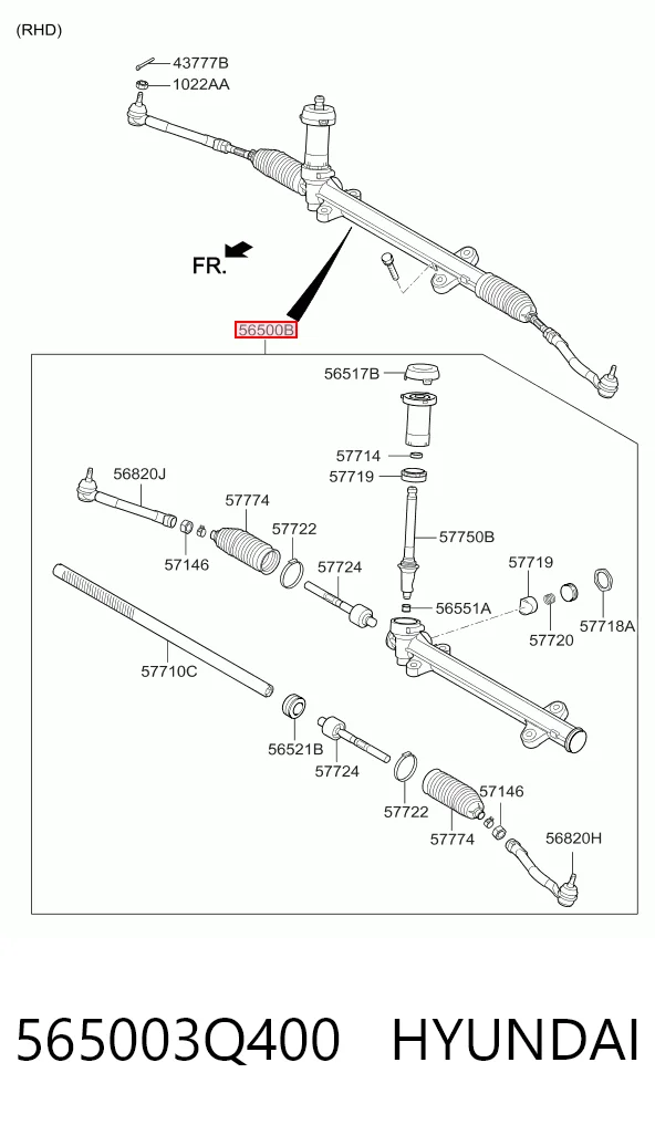 565003Q400 Hyundai/Kia Cremalheira da direção