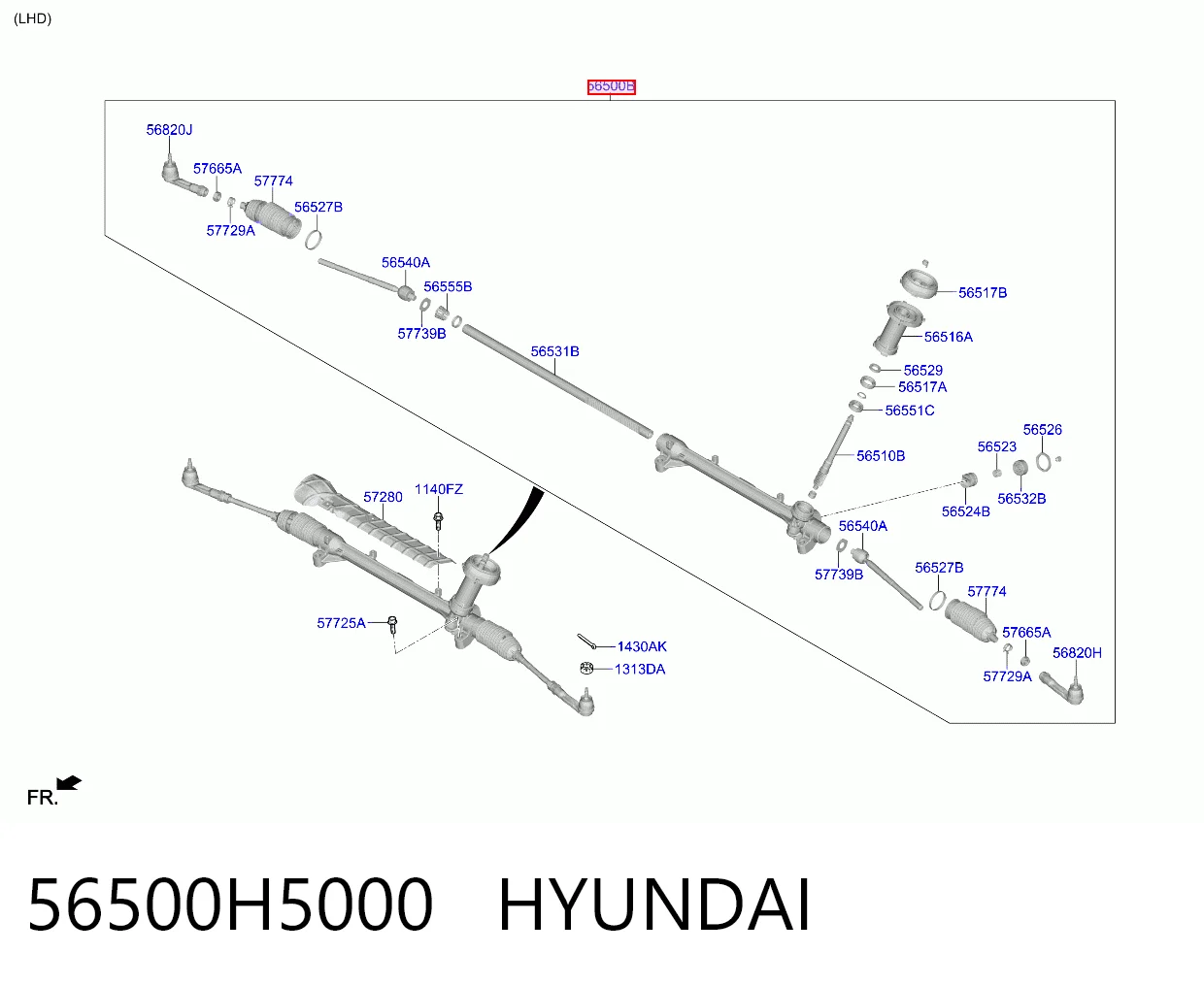 56500H5000 Hyundai/Kia Cremalheira da direção