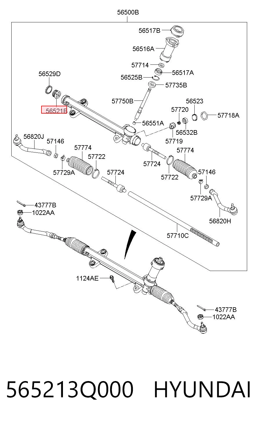 565213Q000 Hyundai/Kia Bucha da árvore da cremalheira da direção