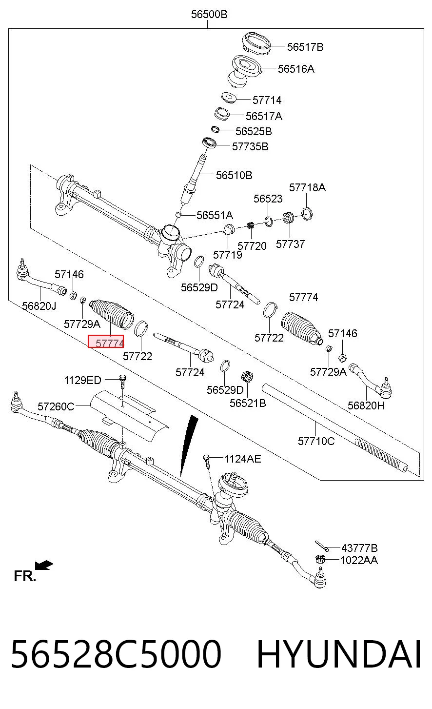 Bota de proteção do mecanismo de direção (de cremalheira) para KIA Sorento UM