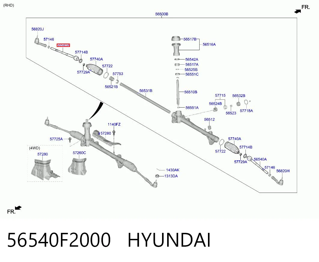 56540F2000 Hyundai/Kia Tração de direção