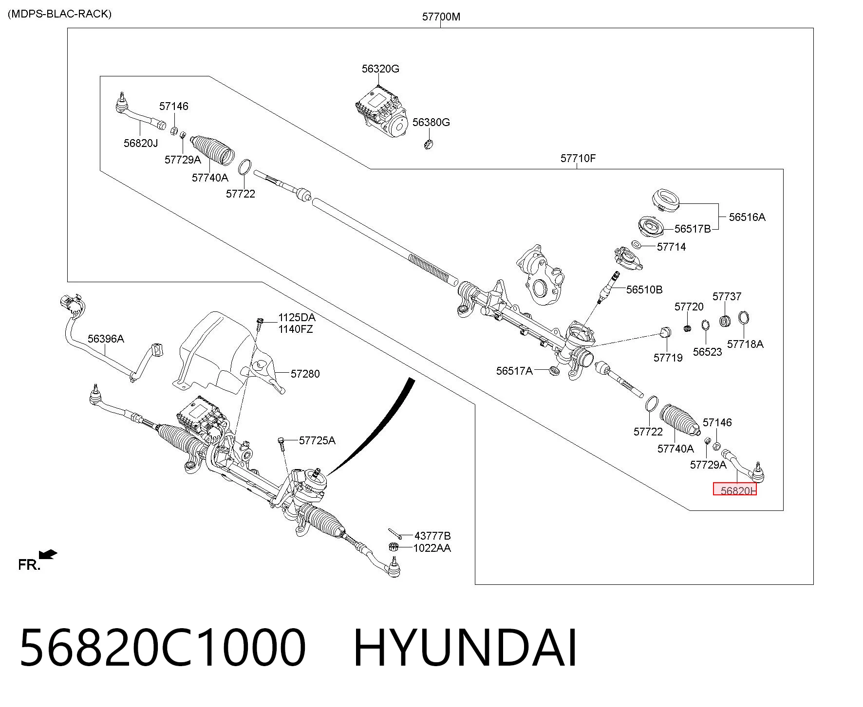 56820C1000 Hyundai/Kia Ponta externa da barra de direção