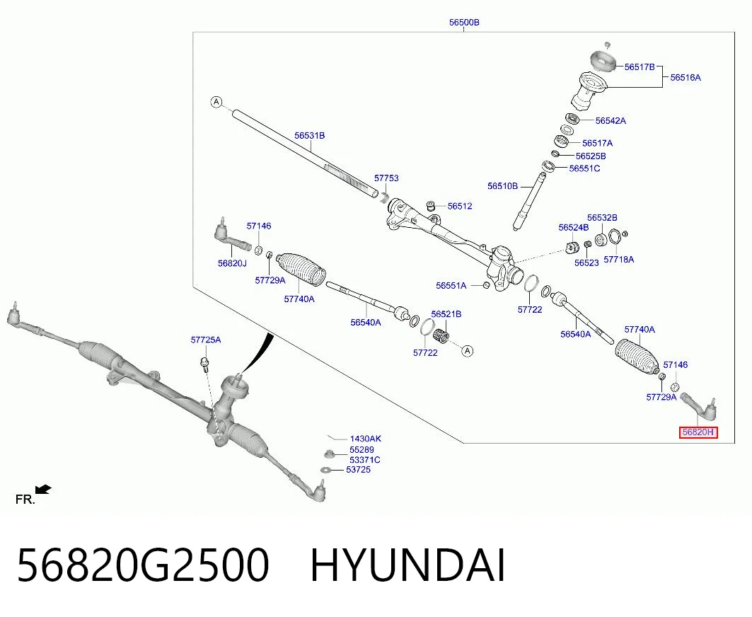 56820G2500 Hyundai/Kia Ponta externa da barra de direção