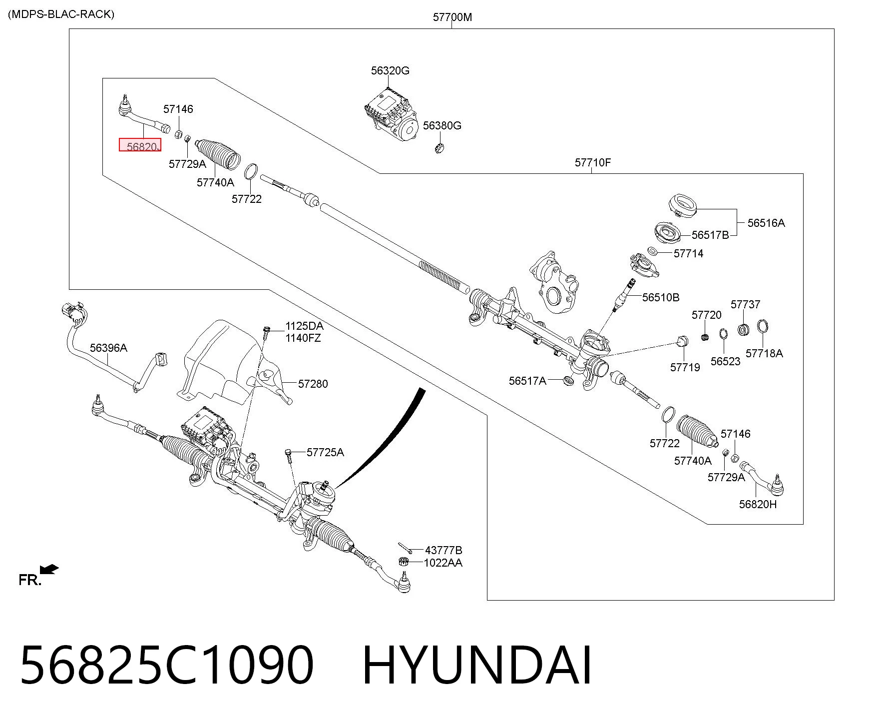 56825C1090 Hyundai/Kia Ponta externa da barra de direção