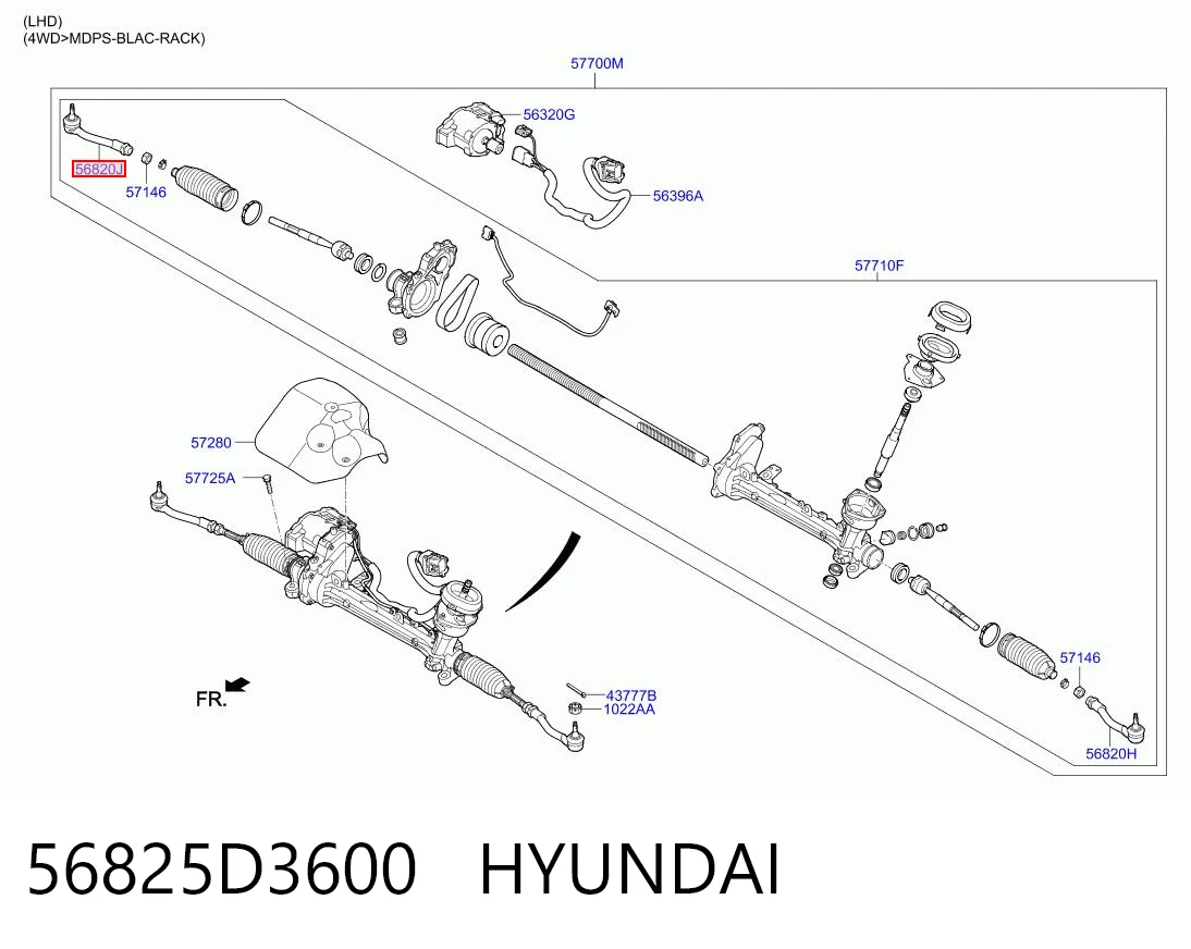 56825D3600 Hyundai/Kia Ponta externa da barra de direção