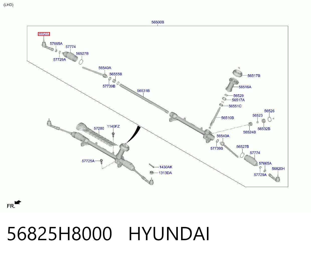 56825H8000 Hyundai/Kia Ponta externa da barra de direção
