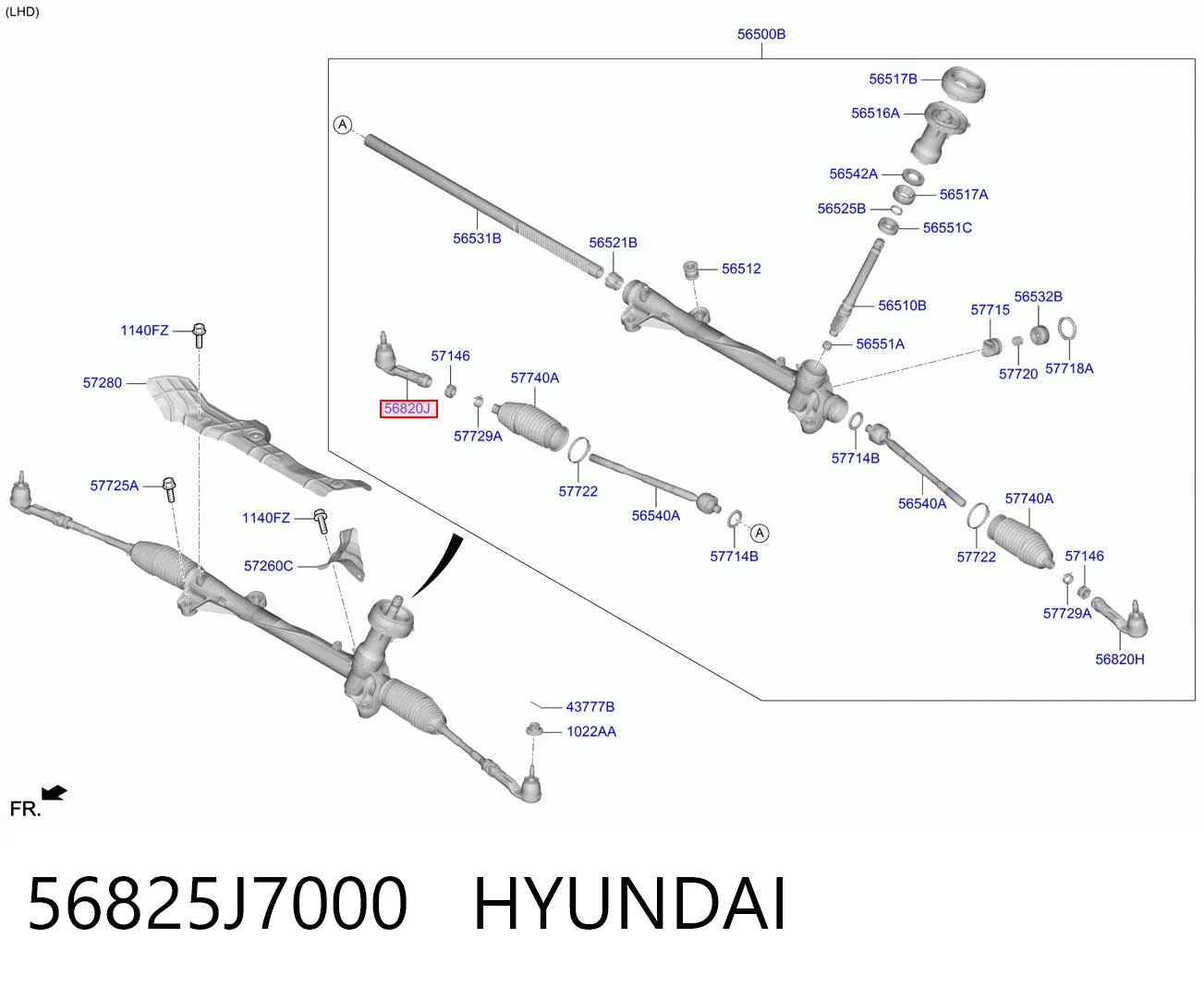 56825J7000 Hyundai/Kia Ponta externa da barra de direção