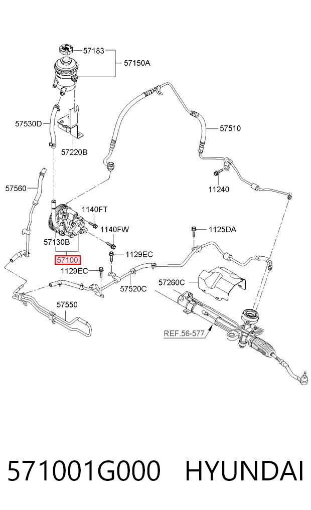 571001G000 Hyundai/Kia Bomba da Direção hidrâulica assistida