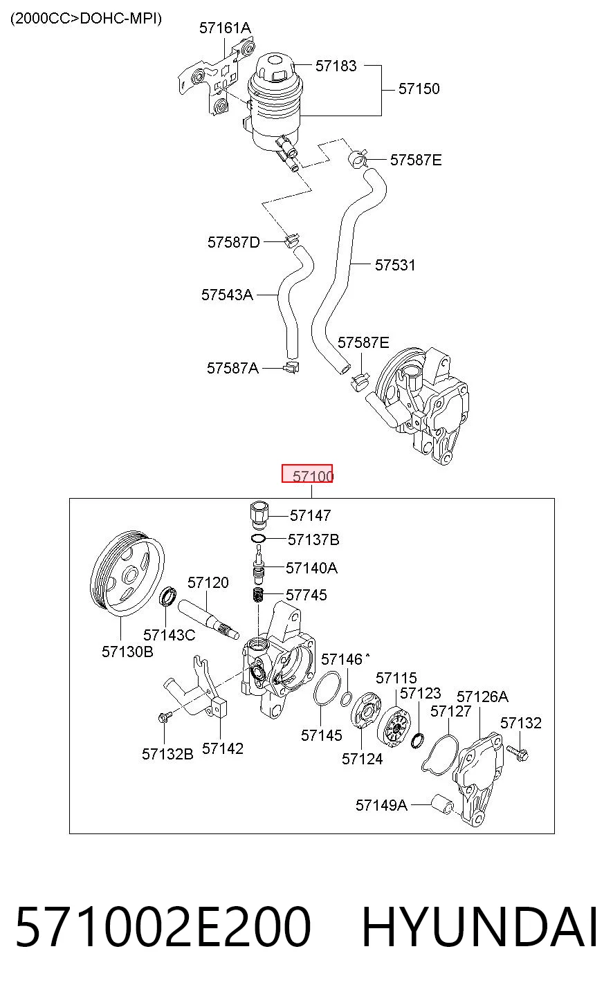 571002E200 Hyundai/Kia Bomba da Direção hidrâulica assistida