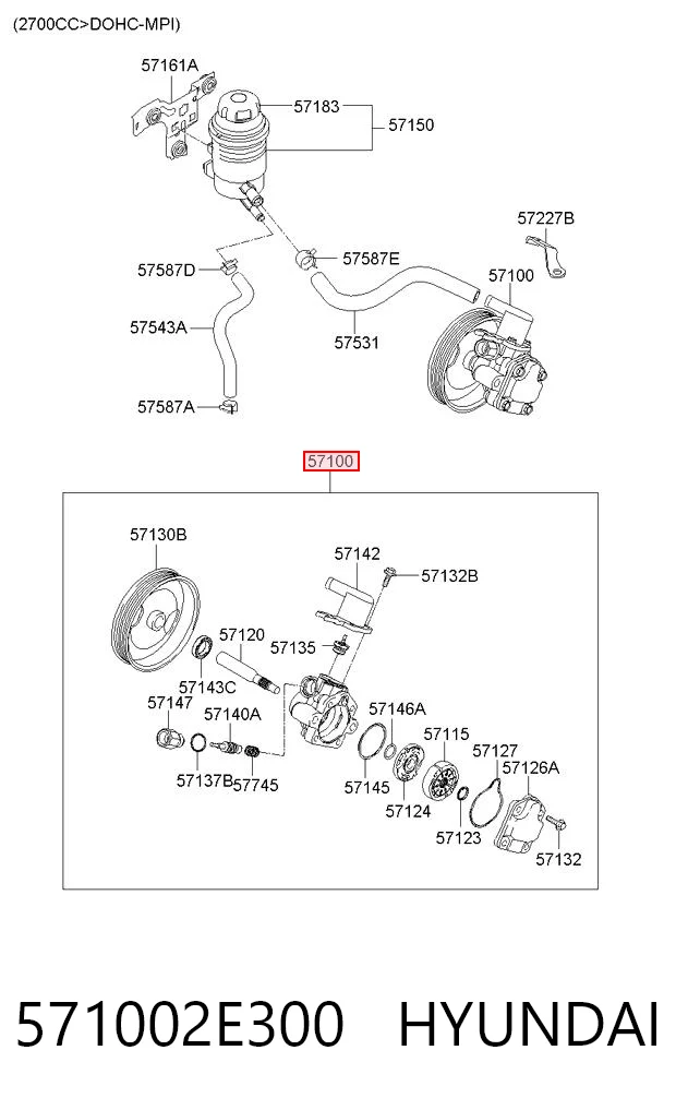 571002E300 Hyundai/Kia Bomba da Direção hidrâulica assistida