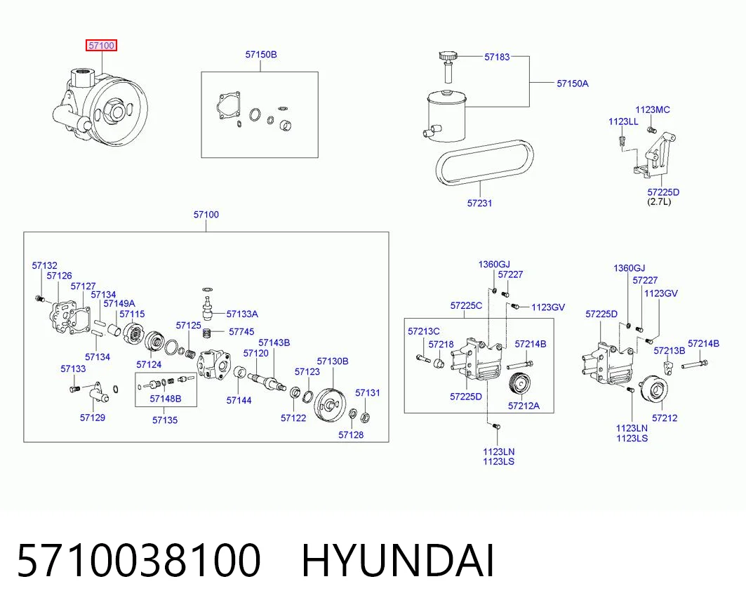 5710038100 Hyundai/Kia Bomba da Direção hidrâulica assistida