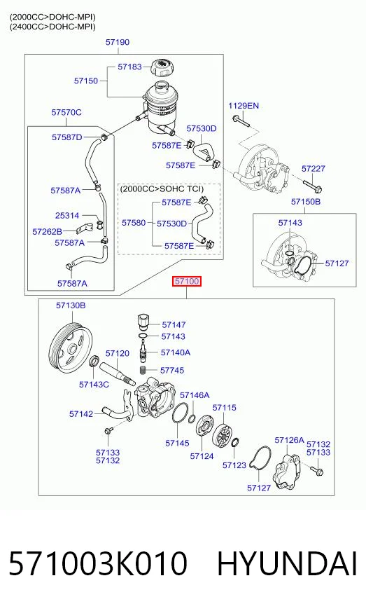571003K010 Hyundai/Kia Bomba da Direção hidrâulica assistida