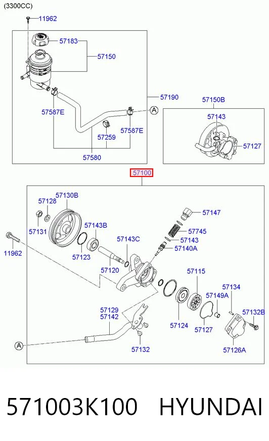 571003K100 Hyundai/Kia Bomba da Direção hidrâulica assistida