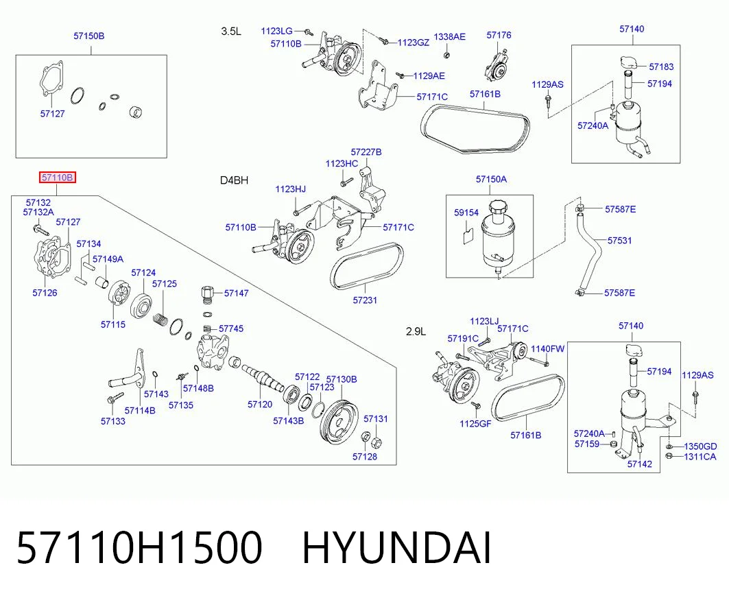 Bomba da Direção hidrâulica assistida Hyundai Terracan  HP