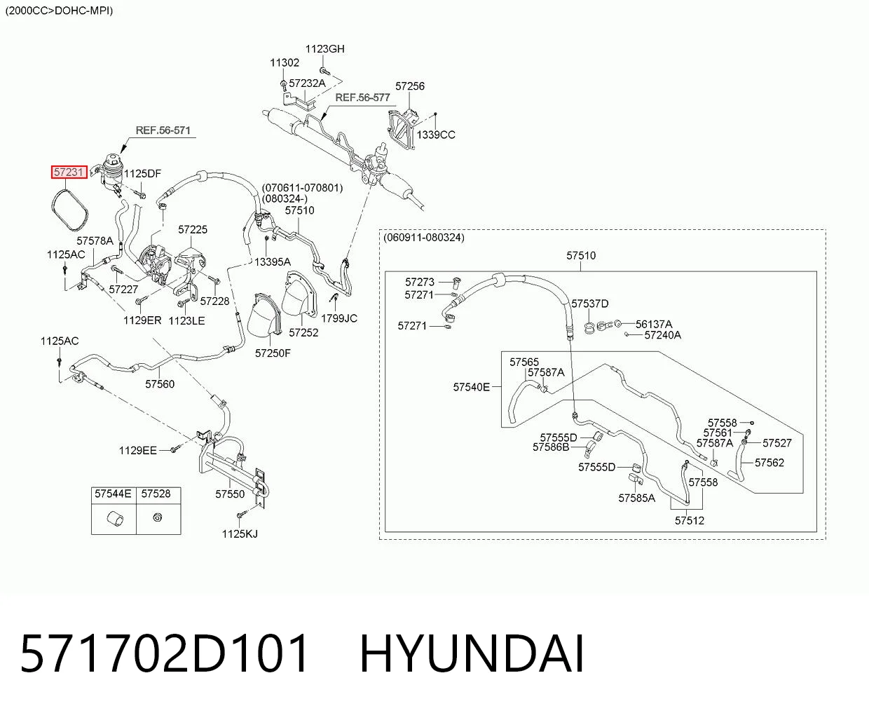 571702D101 Hyundai/Kia Correia dos conjuntos de transmissão