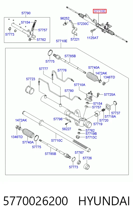 5770026200 Hyundai/Kia Cremalheira da direção