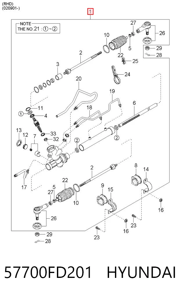 Cremalheira da direção para KIA Rio I DC