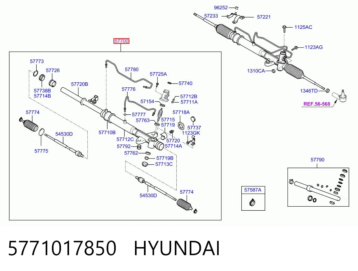 Cremalheira da direção para Hyundai Matrix FC