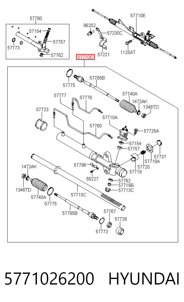 5771026200 Hyundai/Kia Cremalheira da direção