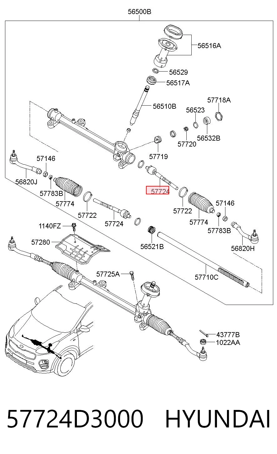 57724D3000 Hyundai/Kia Tração de direção