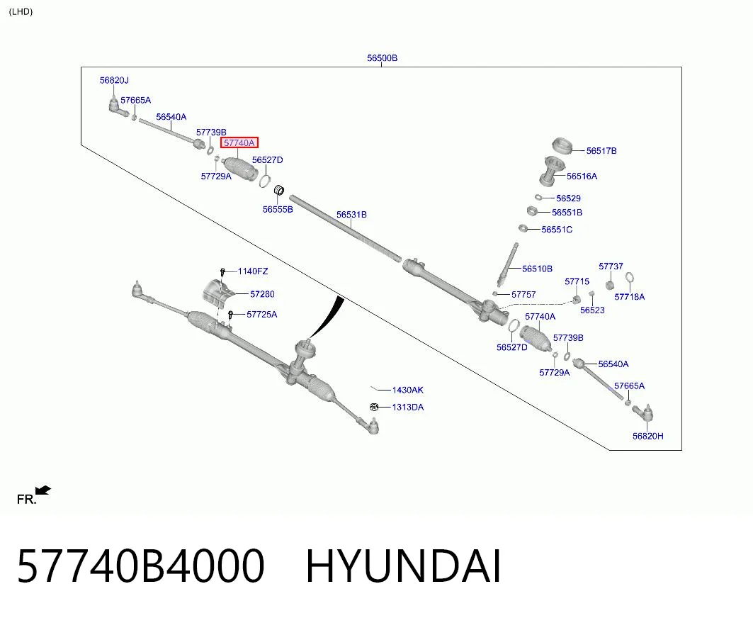 Bota de proteção do mecanismo de direção (de cremalheira) Hyundai I20  GB ao melhor preço