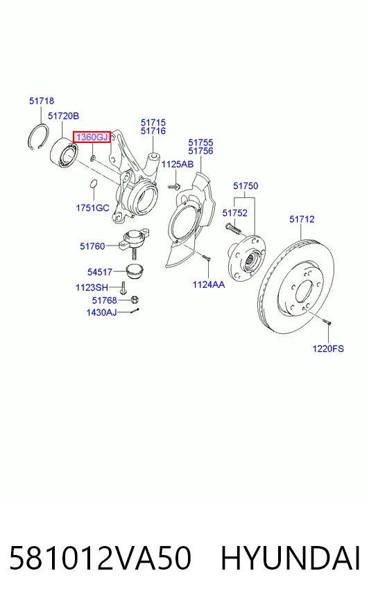 581012VA50 Hyundai/Kia Sapatas do freio dianteiras de disco
