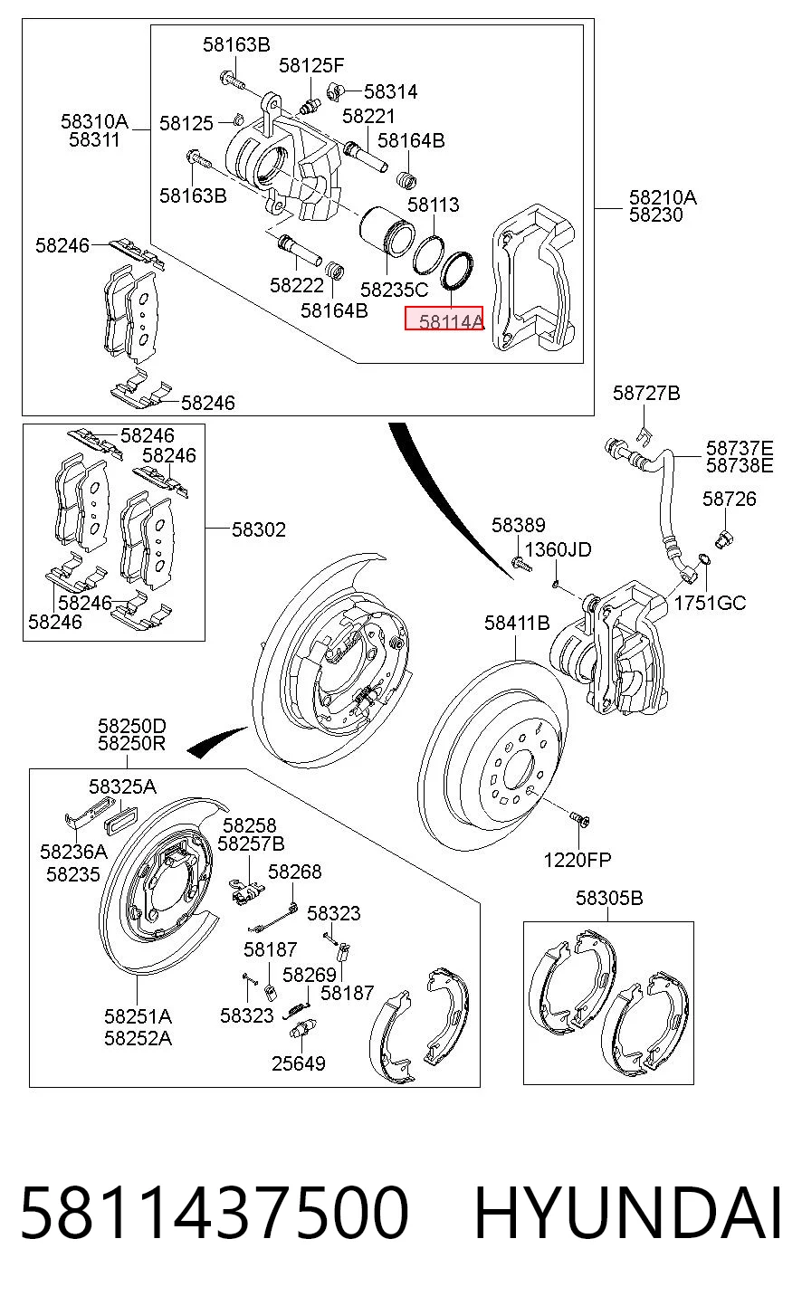 Compre Kit de reparação de suporte do freio traseiro KIA Sorento 2
