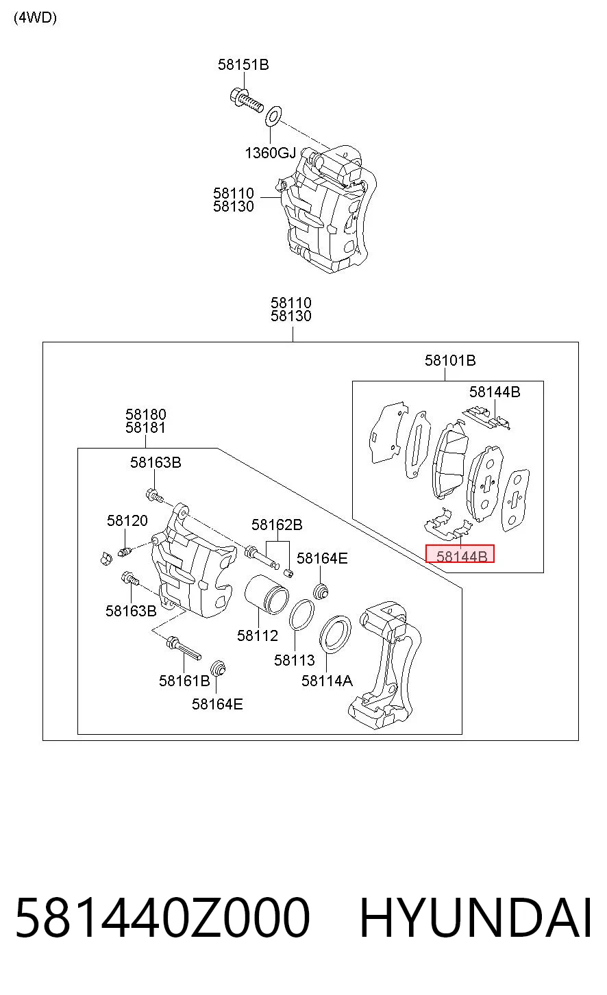  Kit de molas de fixação de sapatas de disco dianteiras KIA Sorento I SUV (JC) (2002 - 2006) I
