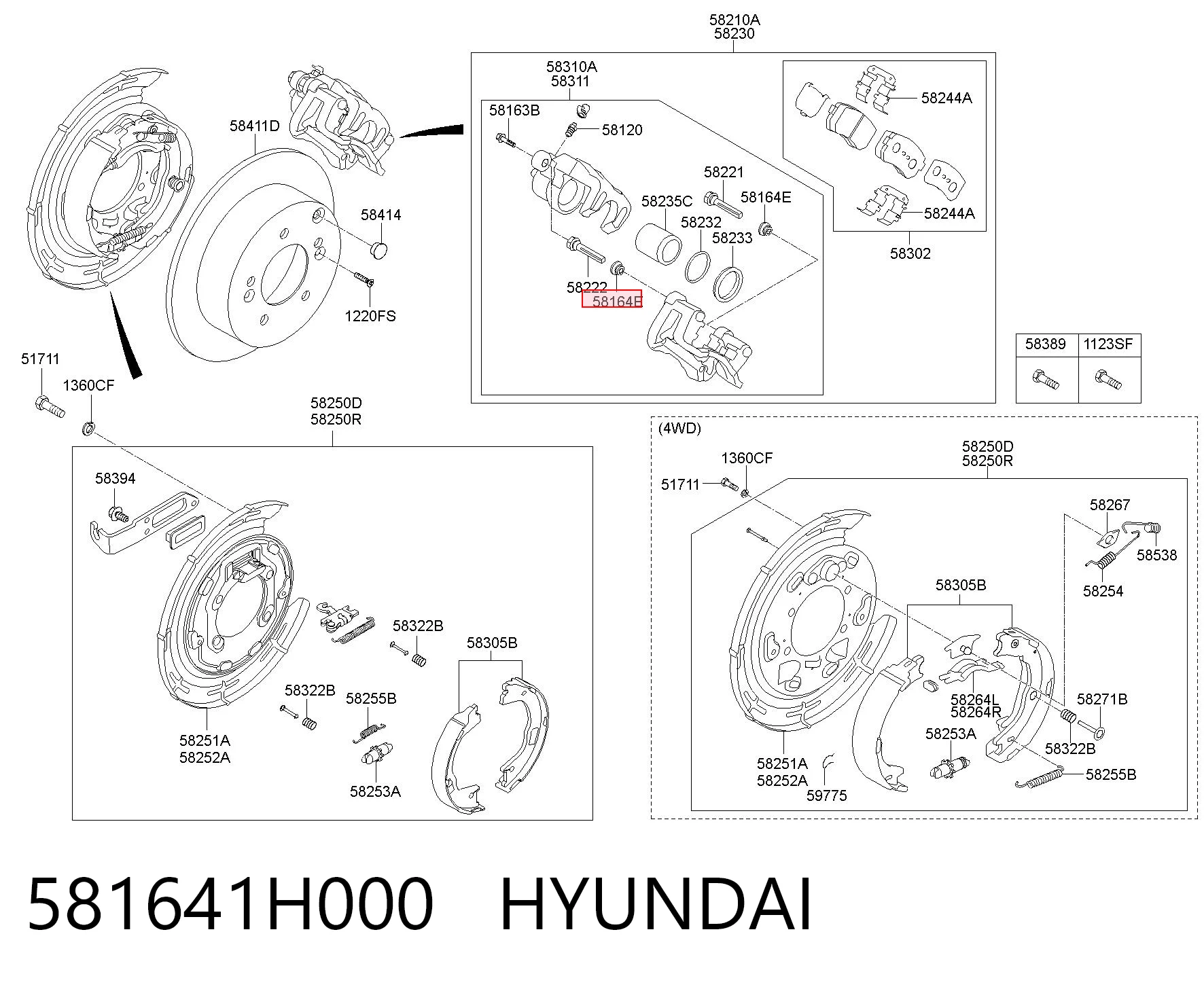 581641H000 Hyundai/Kia Bota de proteção de suporte guia do freio dianteiro