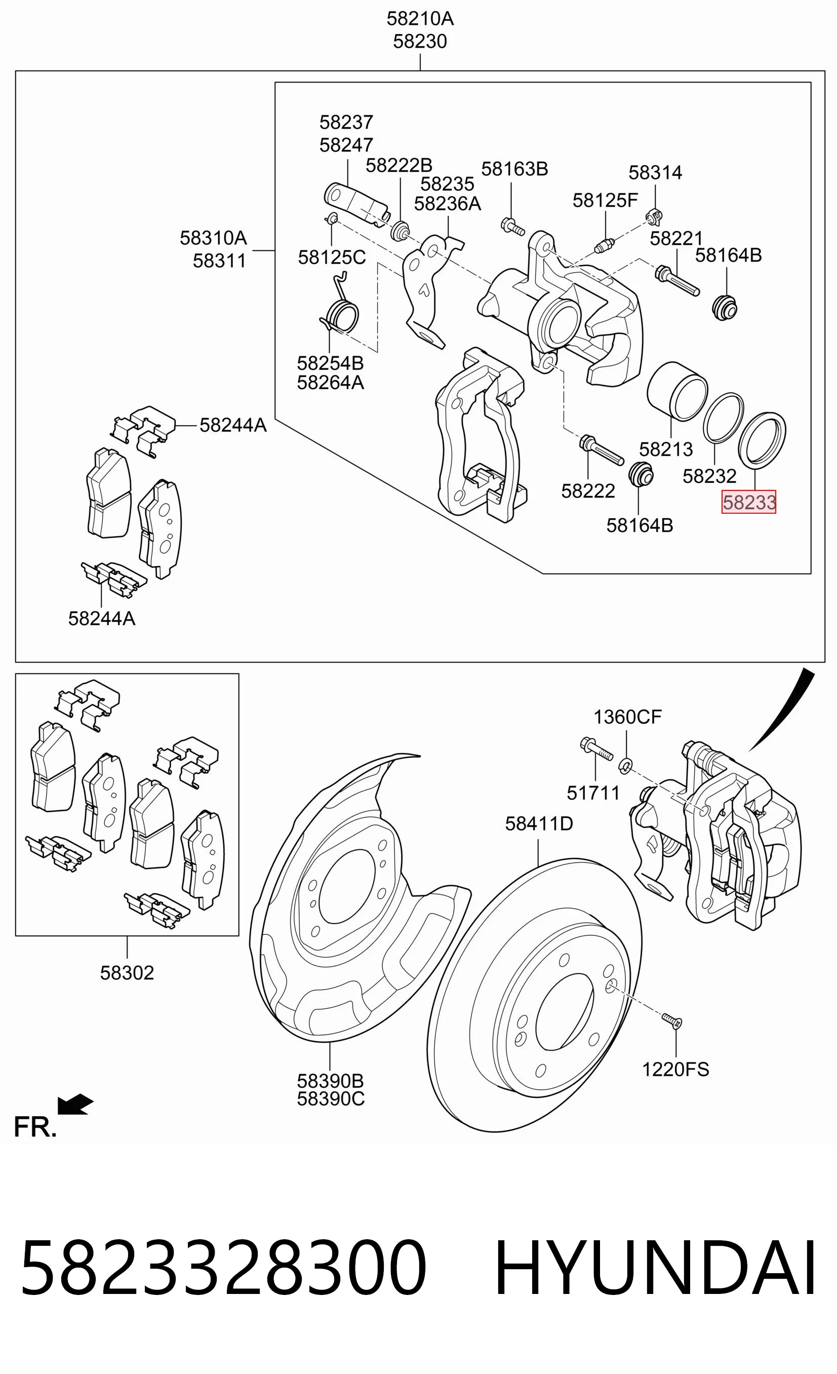5823328300 Hyundai/Kia Bota de proteção de pistão de suporte do freio traseiro