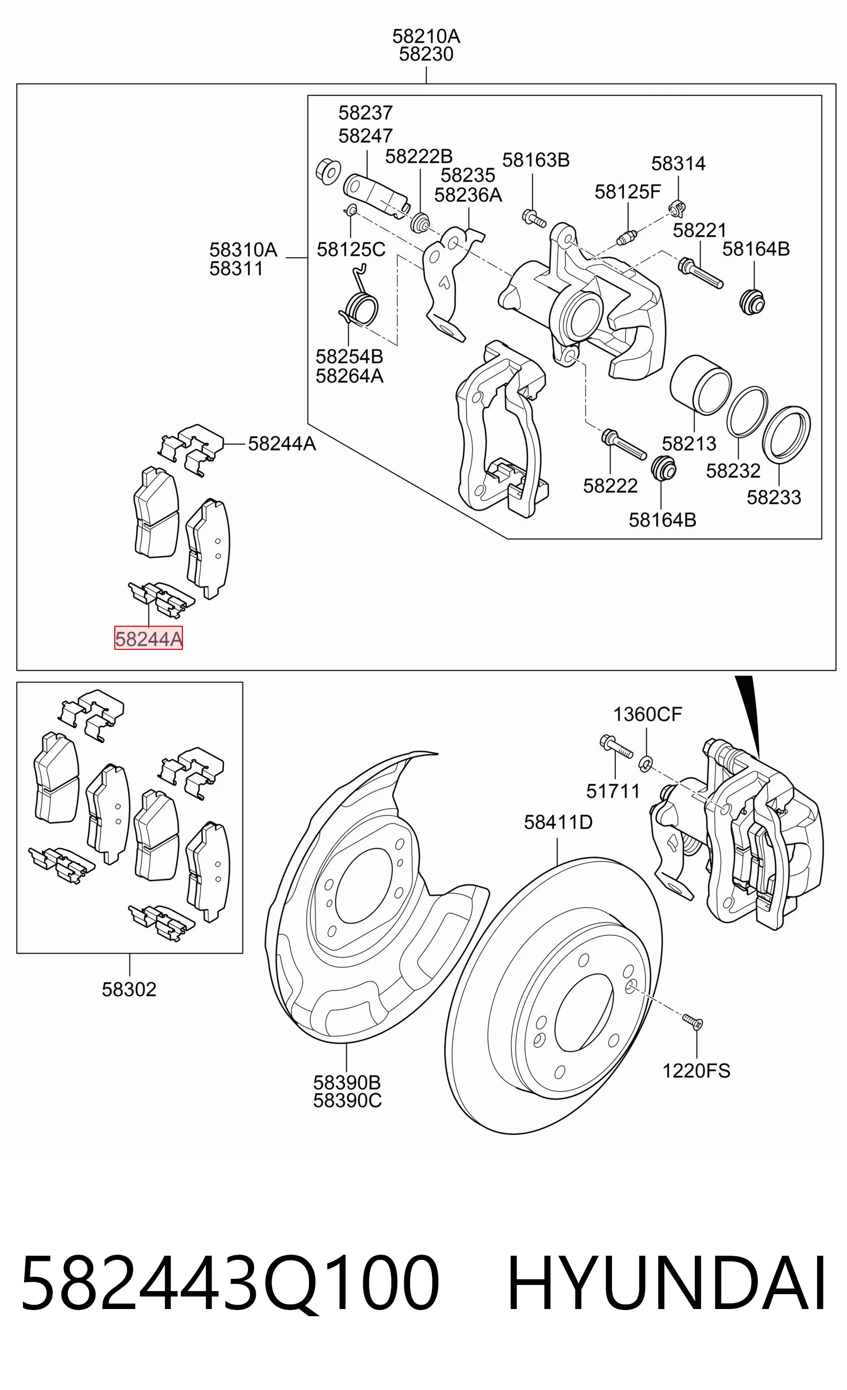 Kit de molas de fixação de sapatas de disco traseiras Hyundai I20  GB