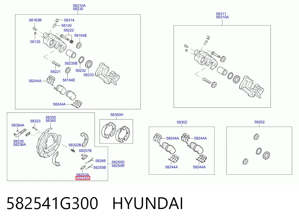 582541G300 Hyundai/Kia Regulador do freio de tambor traseiro
