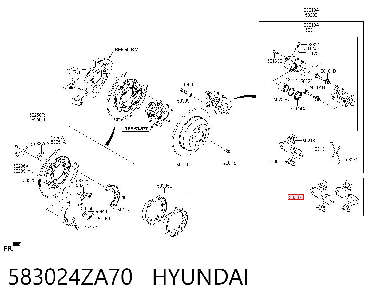 583024ZA70 Hyundai/Kia Sapatas do freio traseiras de disco