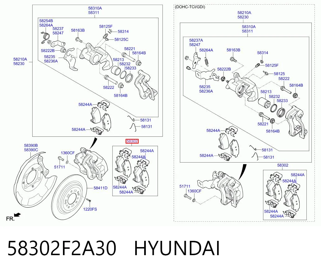 58302F2A30 Hyundai/Kia Sapatas do freio traseiras de disco