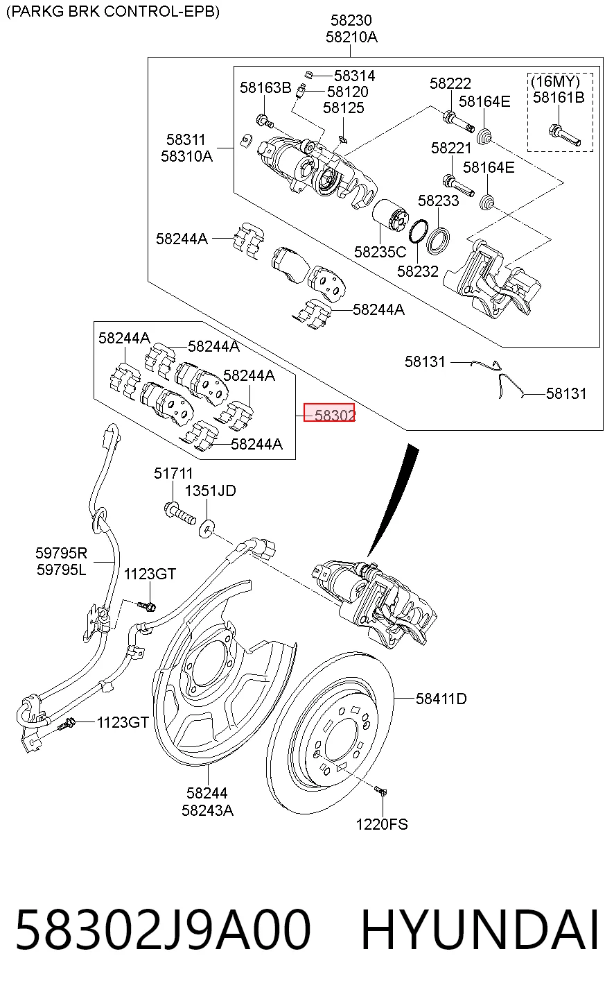 58302J9A00 Hyundai/Kia Sapatas do freio traseiras de disco