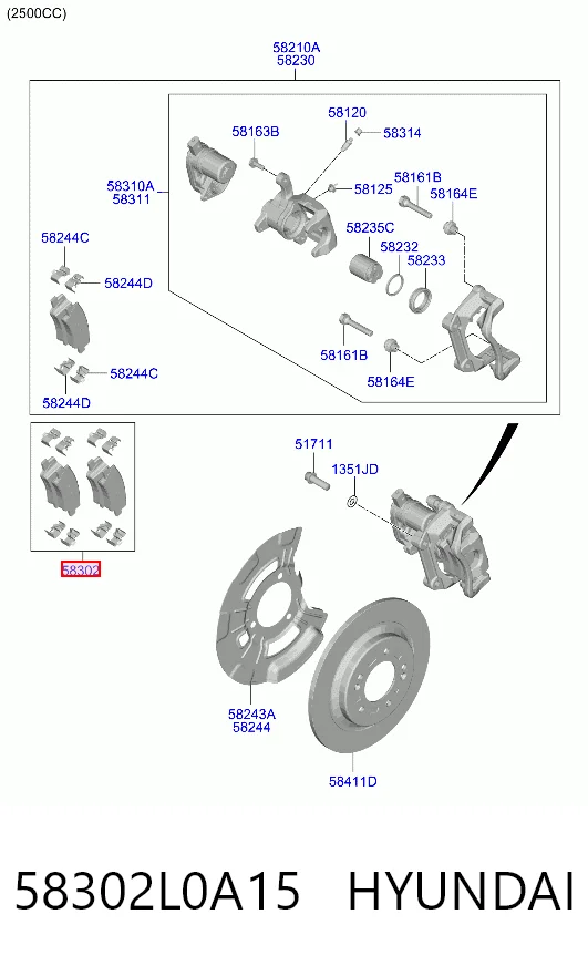  Sapatas do freio traseiras de disco Hyundai Sonata VIII sedan (DN8) (2019 - 2026) VIII