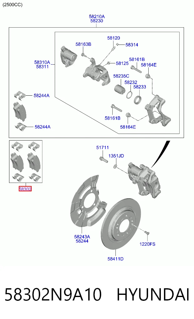 Sapatas do freio traseiras de disco para Hyundai Sonata VIII DN8