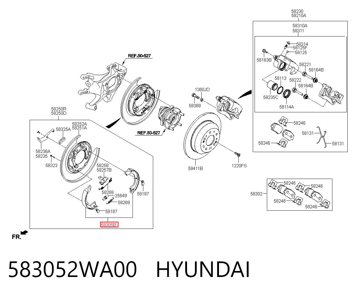583052WA00 Hyundai/Kia Sapatas do freio de estacionamento