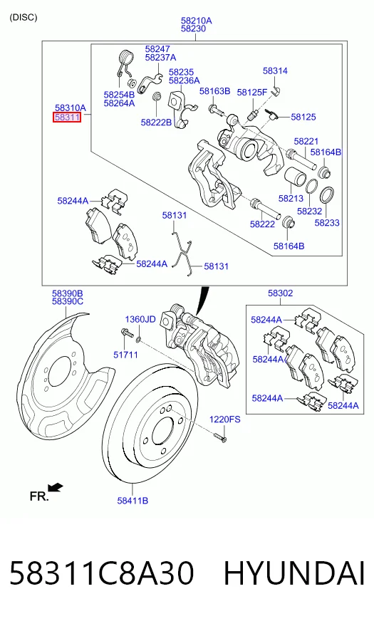 Kit de reparação de suporte do freio traseiro para KIA Rio III UB