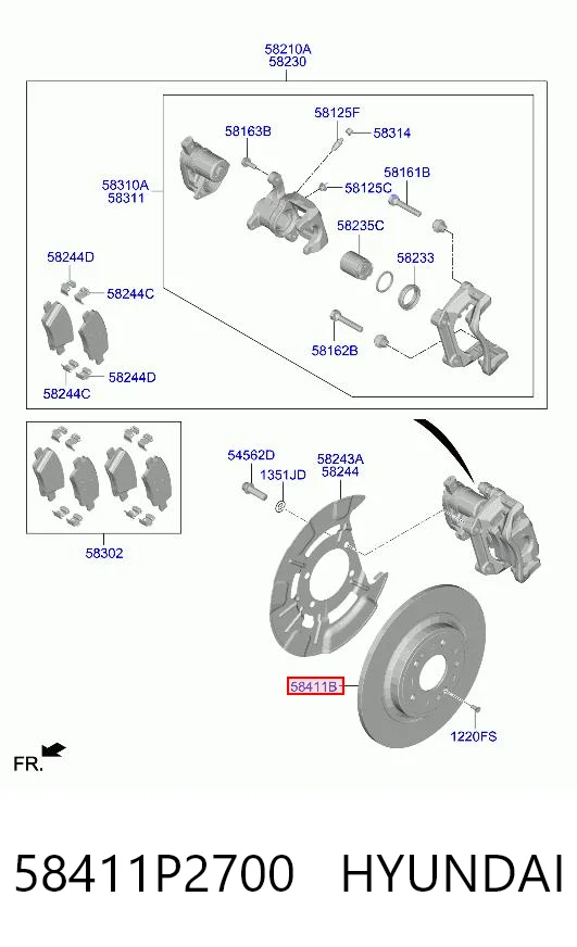 58411P2700 Hyundai/Kia Disco do freio traseiro
